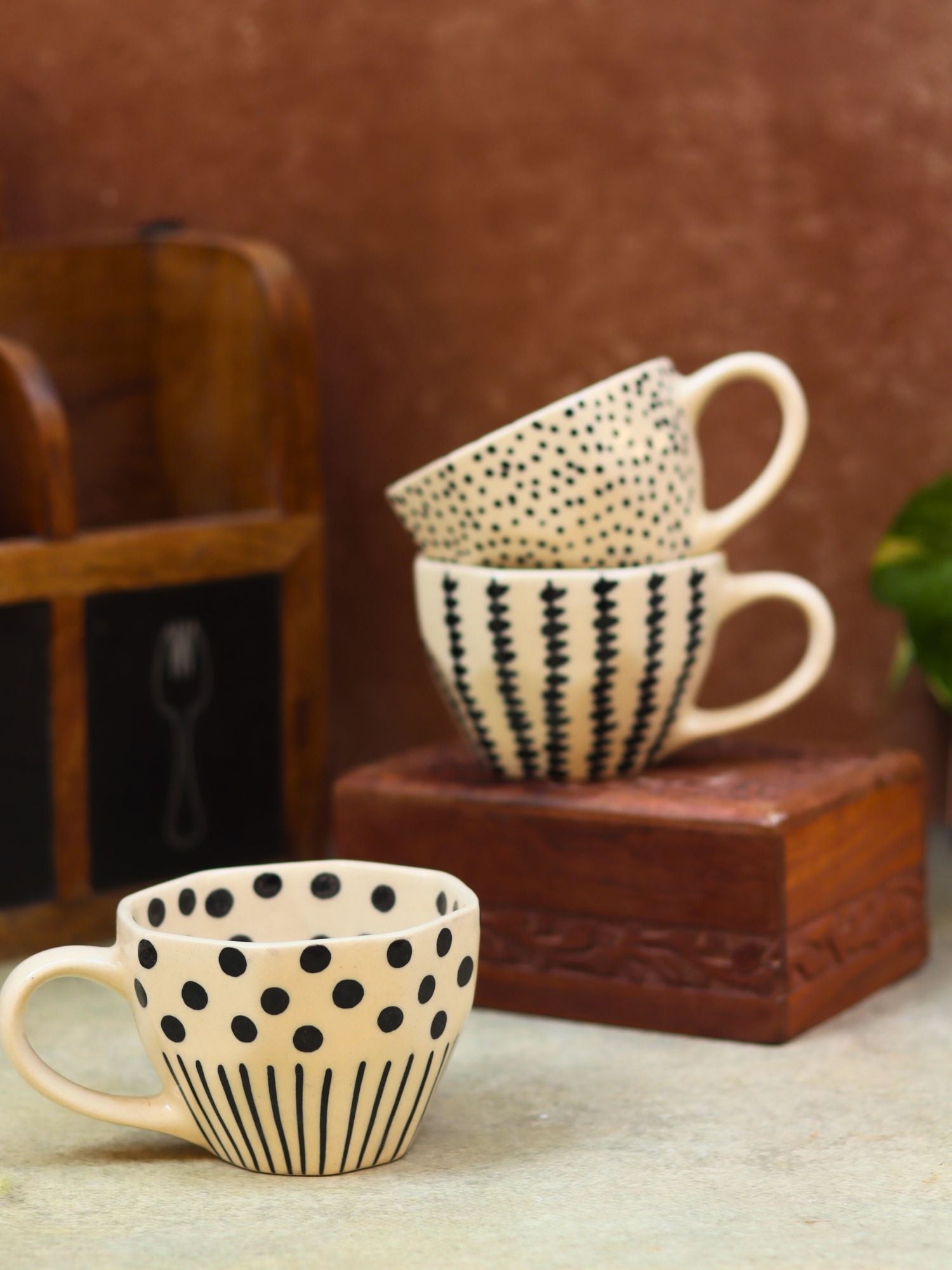 Set of 3 - Black & White Bliss Mugs