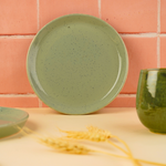 pistachio stoneware snack plate with little sprinkle design'