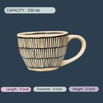 handmade zebra mug with measurement