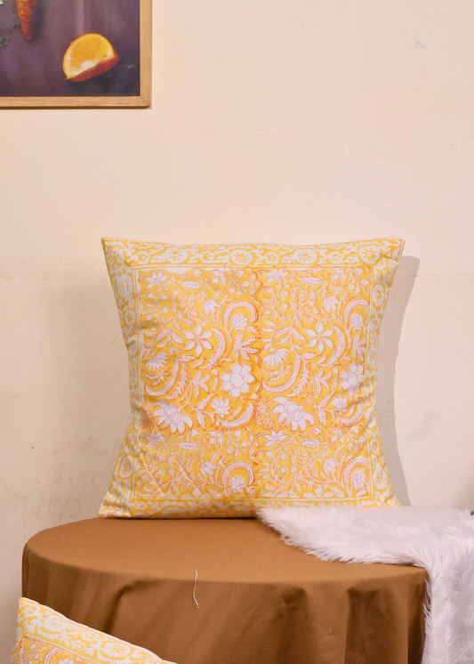 Yellow patterned cushion cover