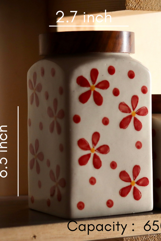 Red flower jars height & breadth 