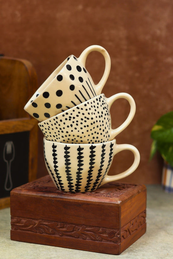 Set of 3 - Black & White Bliss Mugs