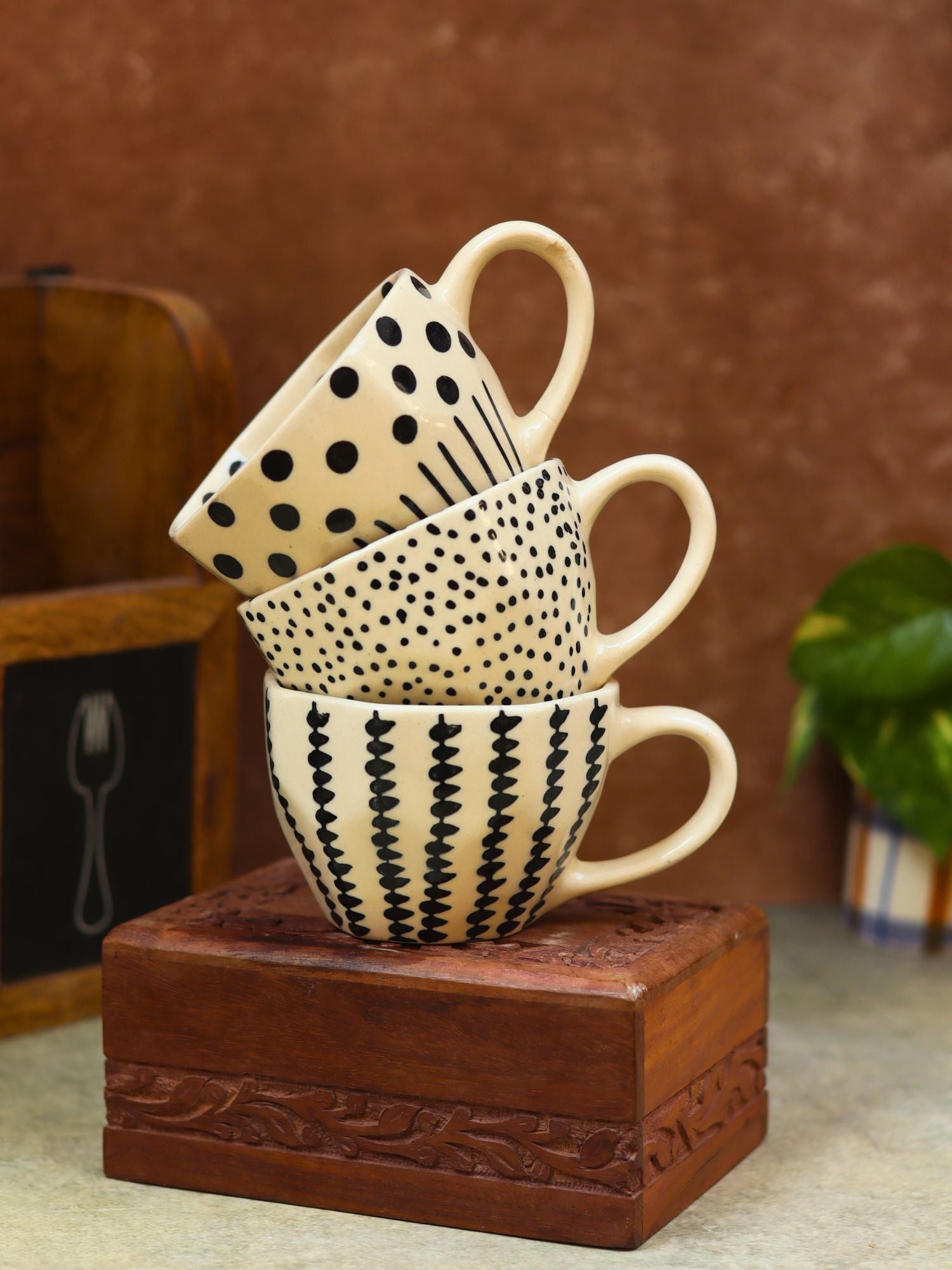 Set of 3 - Black & White Bliss Mugs