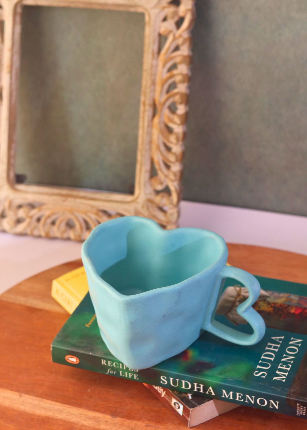 blue heart mug made by ceramic 