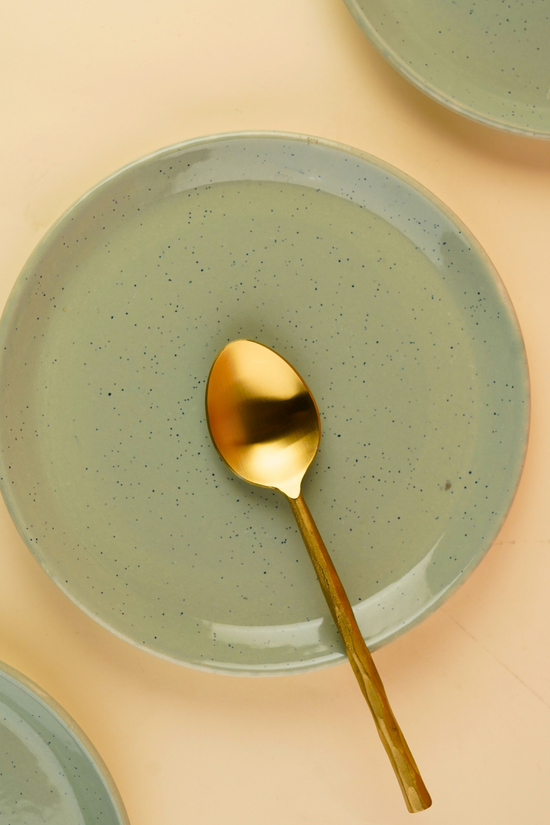 pistachio stoneware snack plate handmade in india 