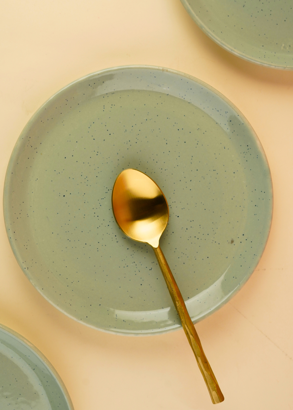 pistachio stoneware snack plate handmade in india 