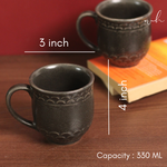Black coffee mugs height and breadth