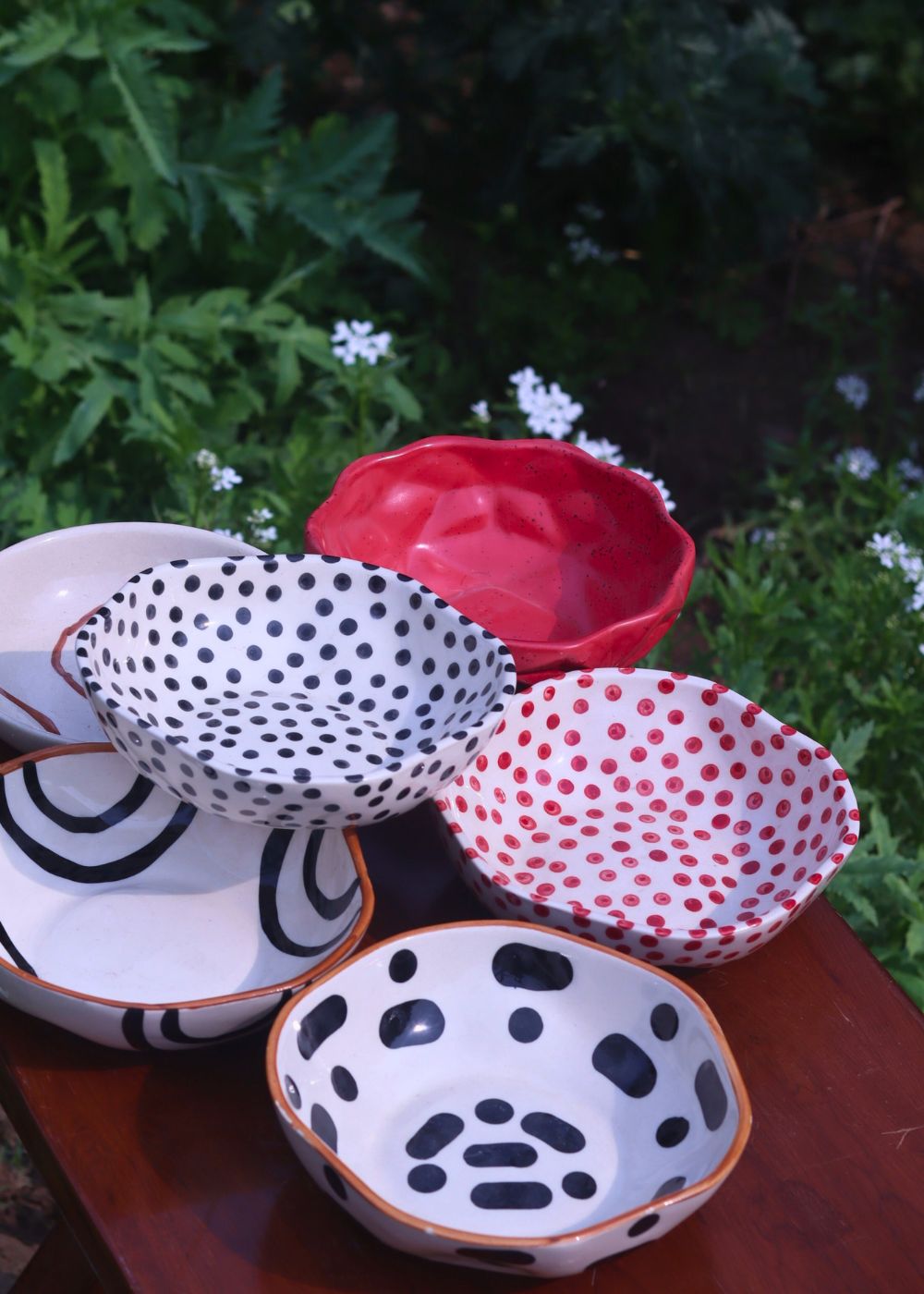 Set of 6 Polka Charm Snack Plate (for the price of 5) made by ceramic