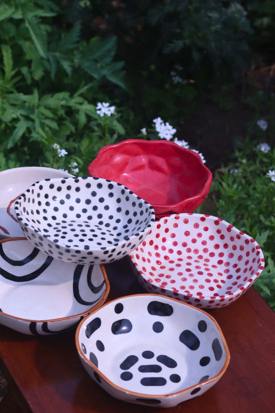 Set of 6 Polka Charm Snack Plate (for the price of 5) made by ceramic