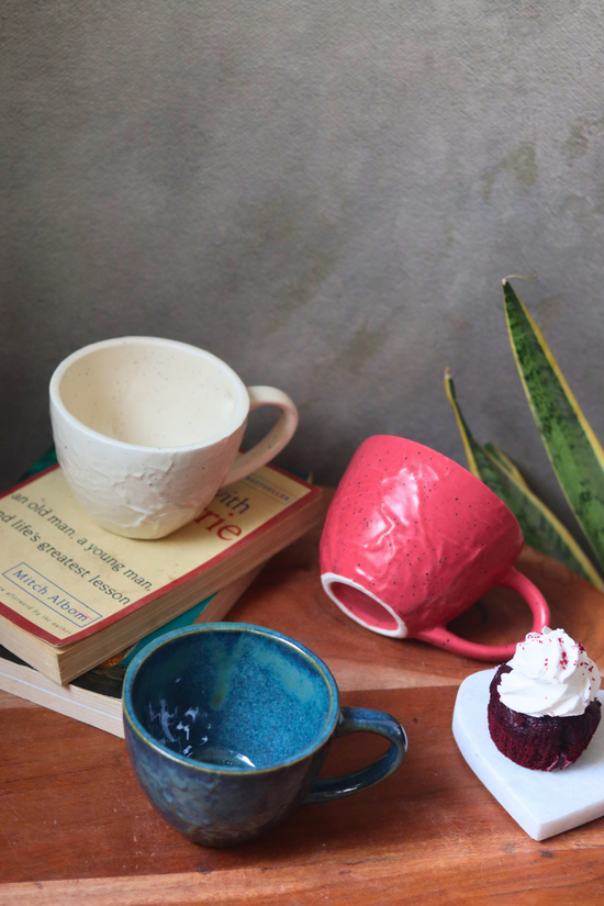 ceramic textured mugs set of three combo