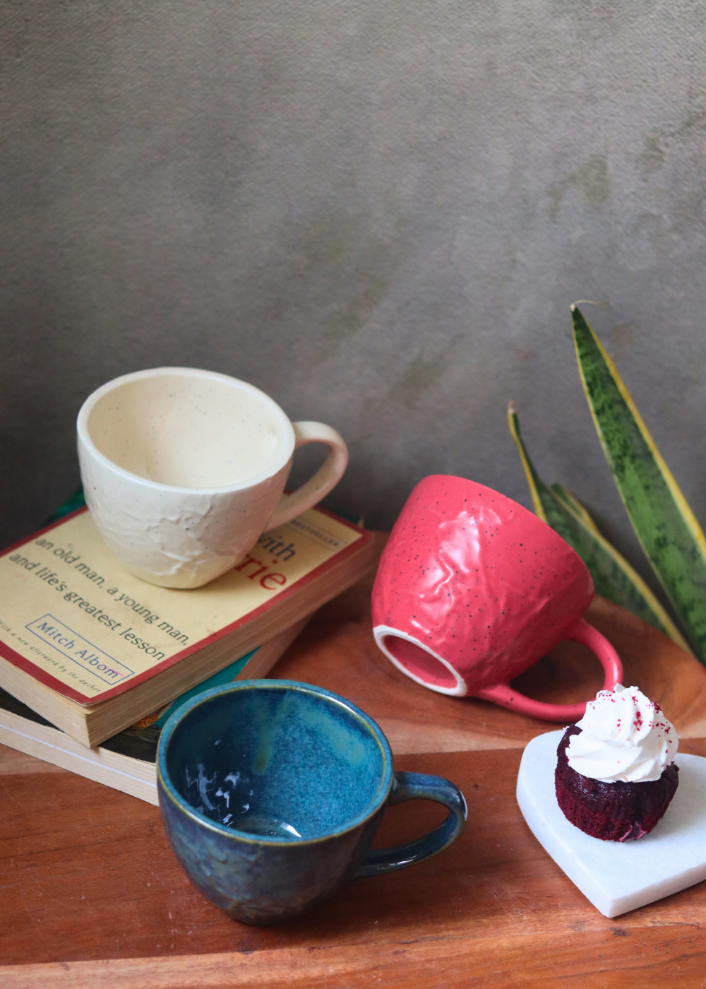 ceramic textured mugs set of three combo