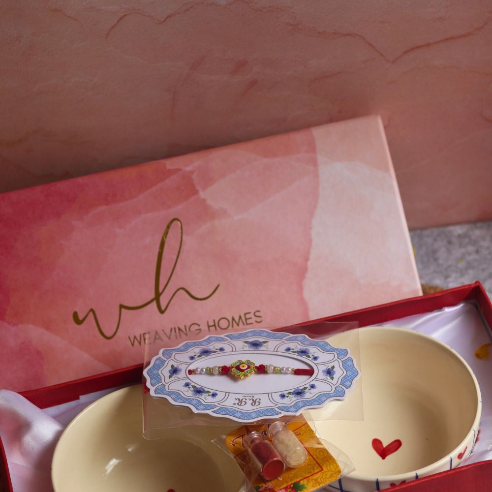 Heart Bowl Rakhi Gift box made by ceramic