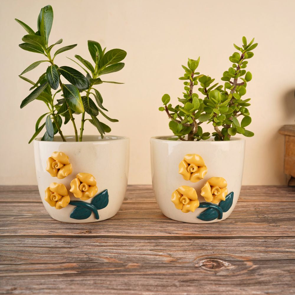 handmade yellow flower planter 