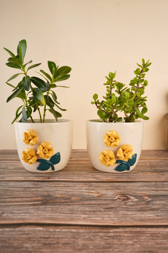 handmade yellow flower planter 