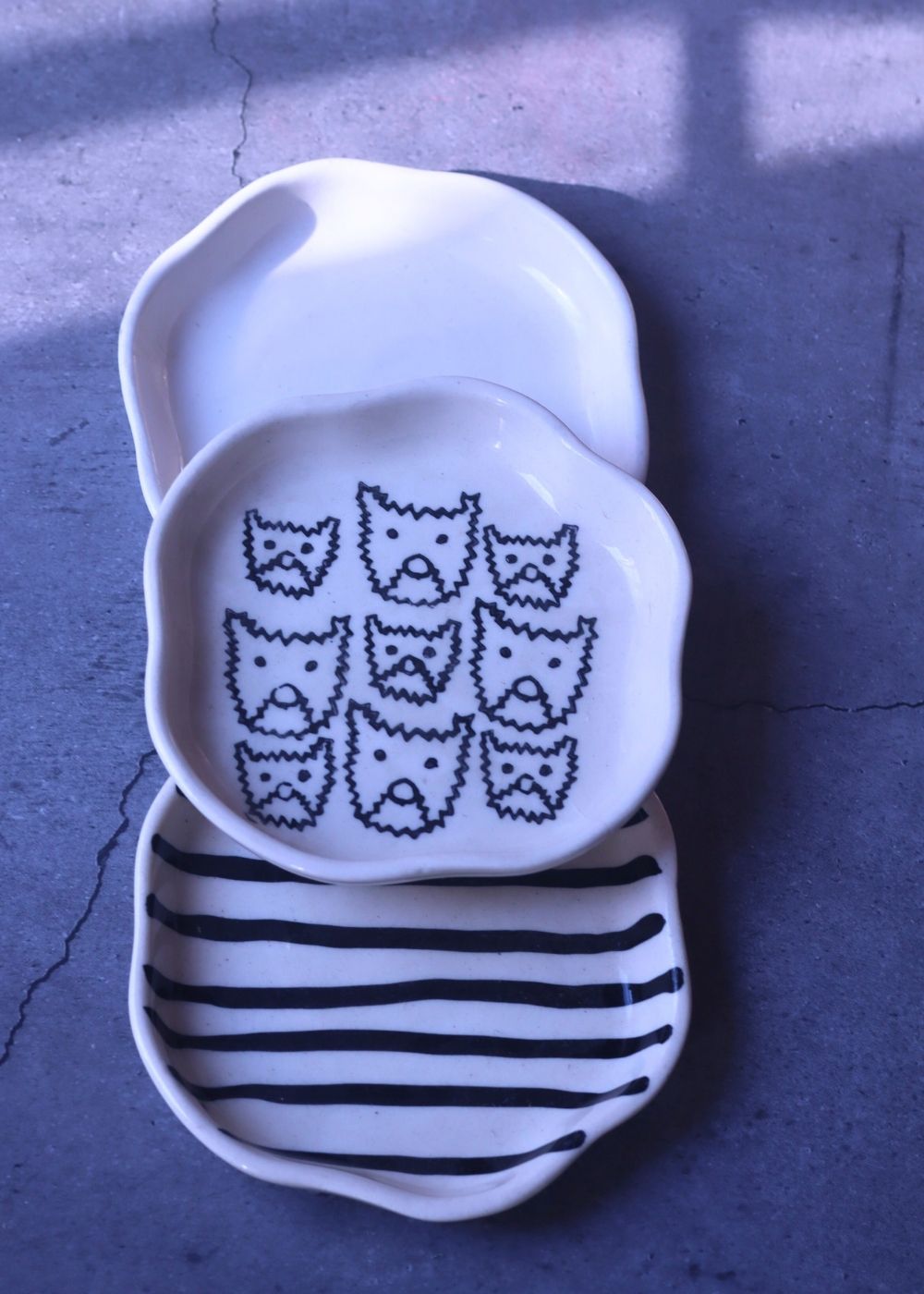 Zebra, Cat & White Handmade Dessert Plate - Set of 3 with premium quality material