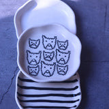 Zebra, Cat & White Handmade Dessert Plate - Set of 3 with premium quality material