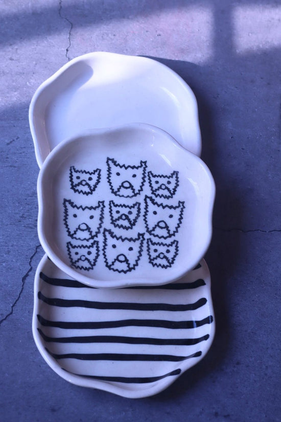 Zebra, Cat & White Handmade Dessert Plate - Set of 3 with premium quality material