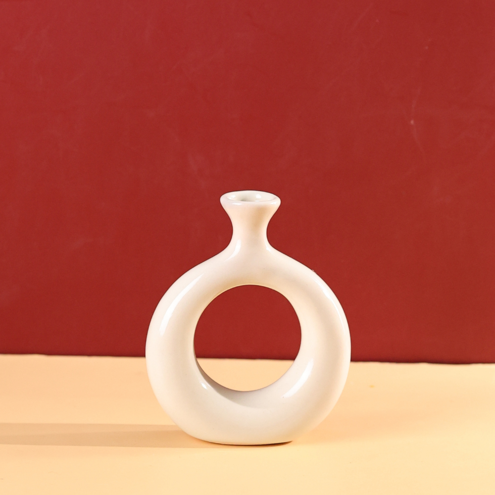 Handmade ceramic vintage donut vase 