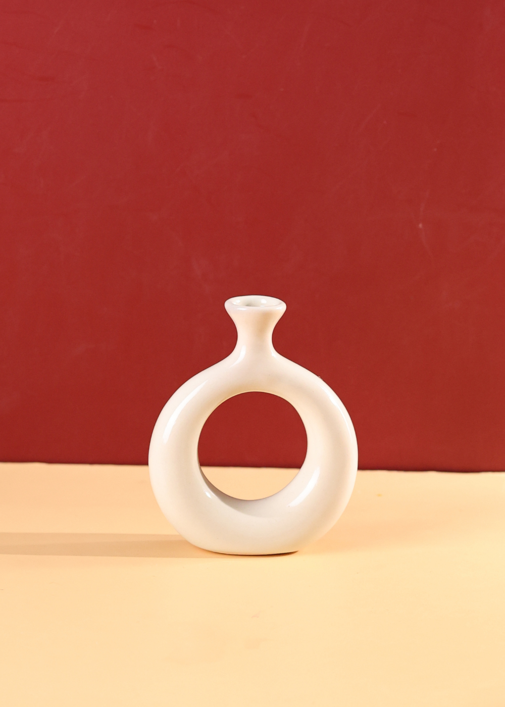 Handmade ceramic vintage donut vase 
