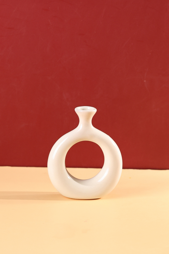 Handmade ceramic vintage donut vase 