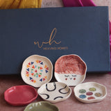 Handmade Set of 6 Elegant Dessert Plates (for the price of 5) Diwali Gift Box