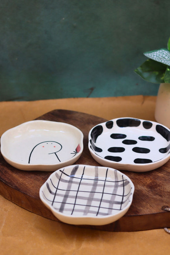 handmade Checks, Zebra & Crosses Handmade Dessert Plate