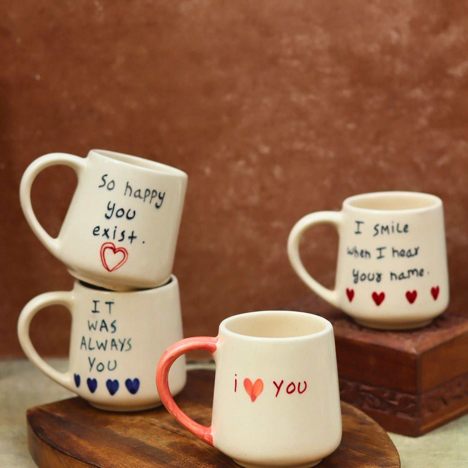 handmade Set of 4 - Essential love sips mugs combo