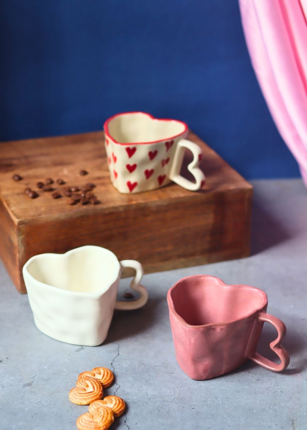 Set of 3 - Heartfelt Mugs handmade in india