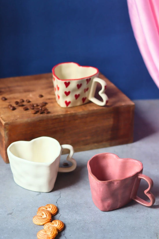 Set of 3 - Heartfelt Mugs handmade in india