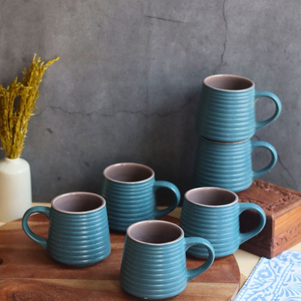 Handmade Mesmerising Blue Coffee Mug - Set of 6