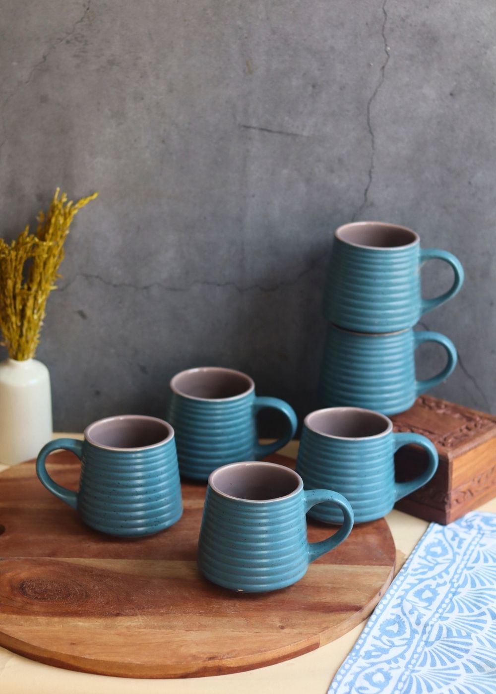 Handmade Mesmerising Blue Coffee Mug - Set of 6