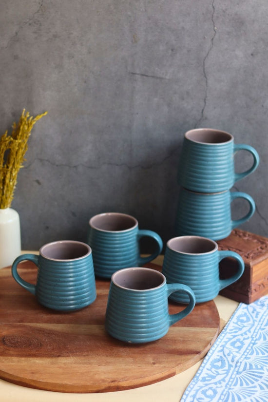 Handmade Mesmerising Blue Coffee Mug - Set of 6