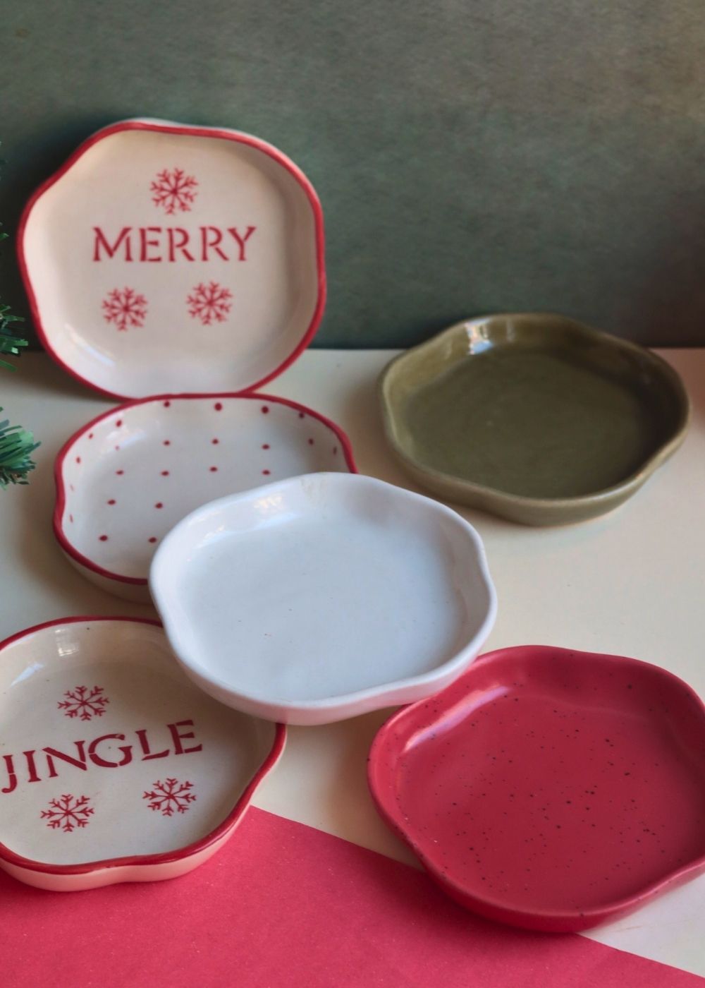 Set of 6 Twinkling Dessert plates (for the price of 5) handmade in india