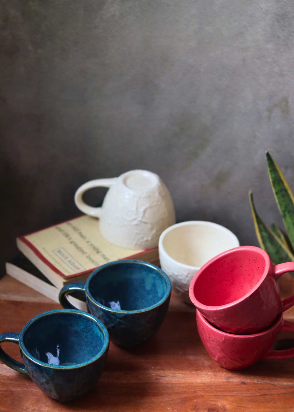 drinkware, set of three coffee mugs 