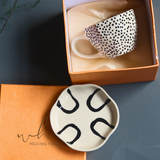 Black Polka Mug & Abstract Dessert Plate in a gift Box