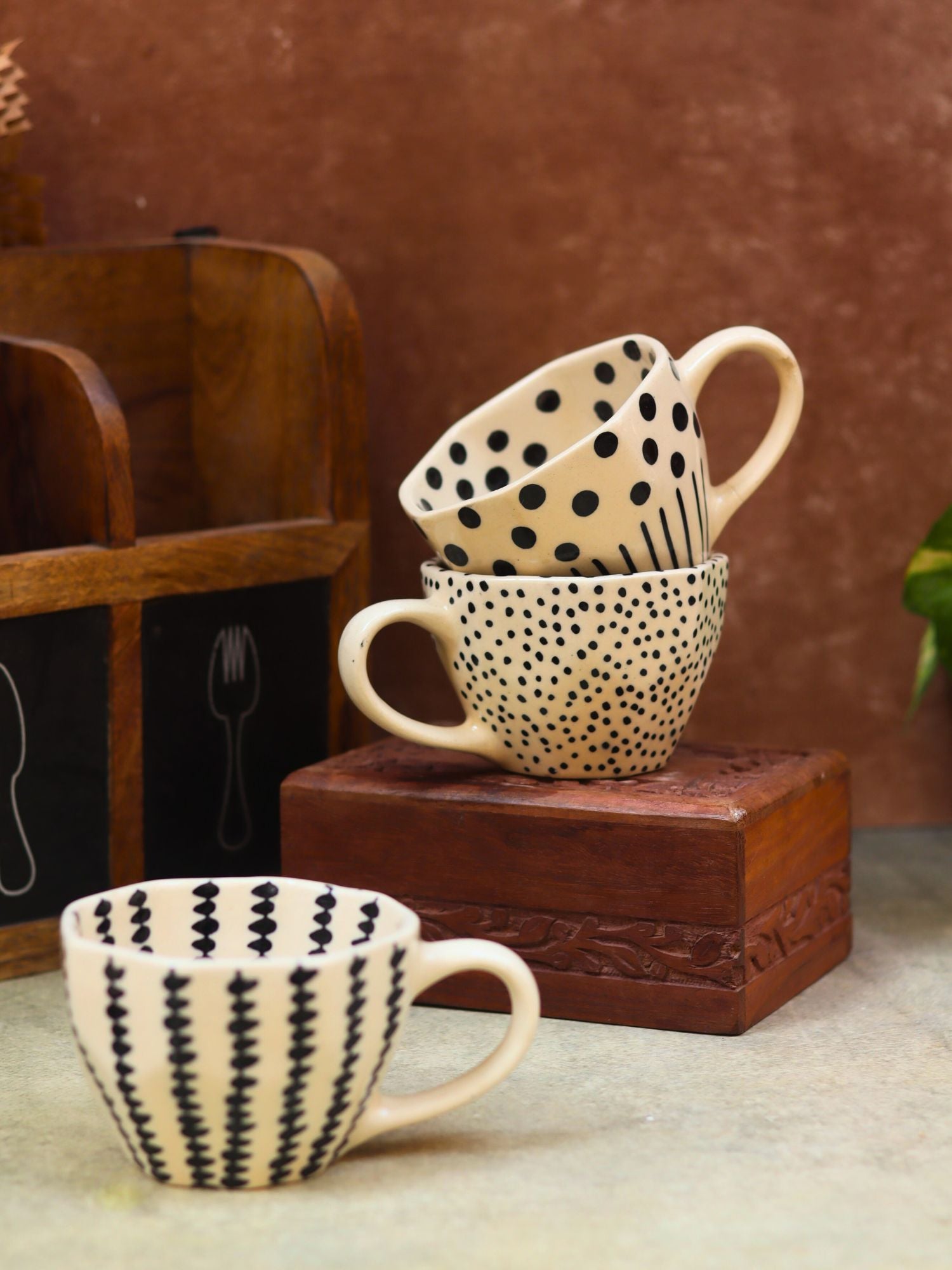 Set of 3 - Black & White Bliss Mugs