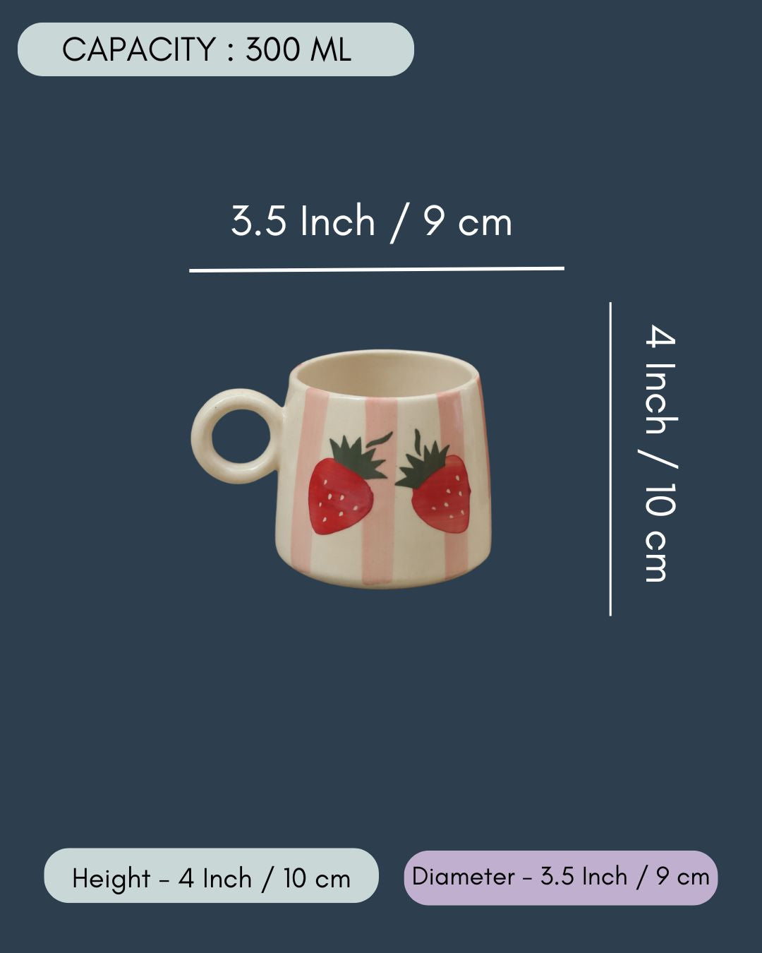 Striped Cherry Mug - Pink