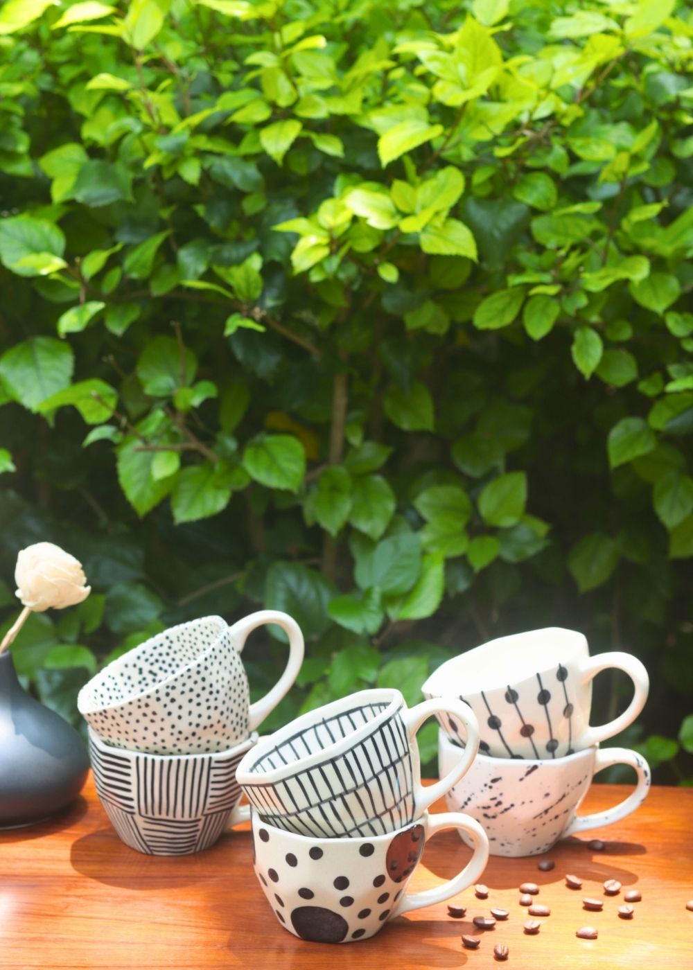 Set of 6 Polka & Line Mugs (for the price of 5) handmade in india