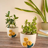 yellow flower planter handmade in india