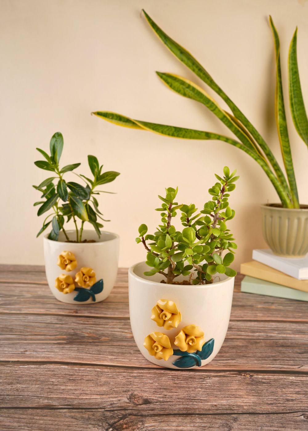 yellow flower planter handmade in india