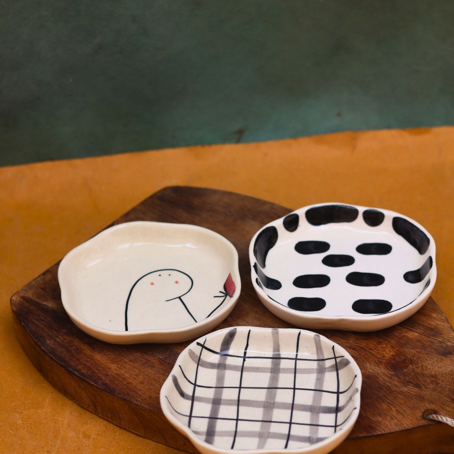 Checks, Zebra & Crosses Handmade Dessert Plate made by ceramic
