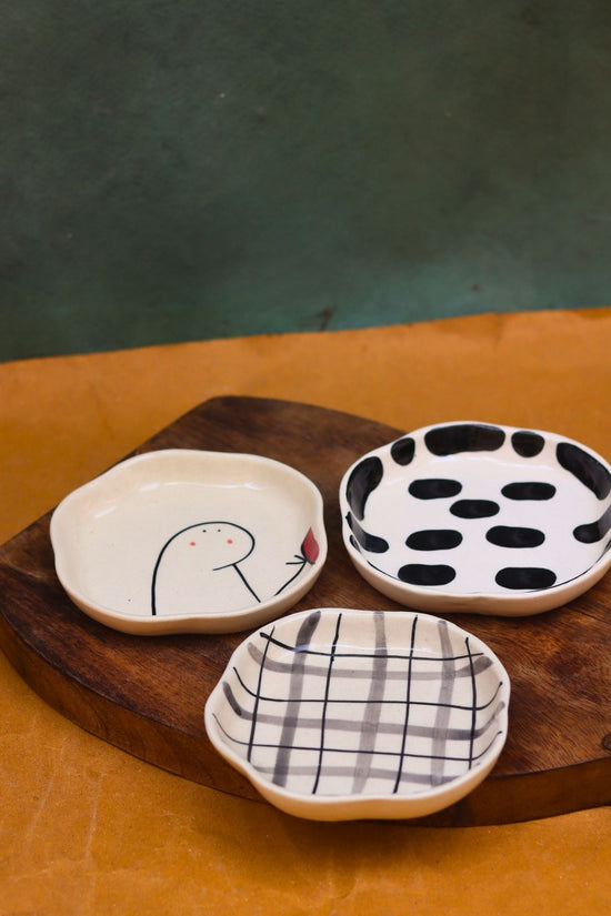 Checks, Zebra & Crosses Handmade Dessert Plate made by ceramic