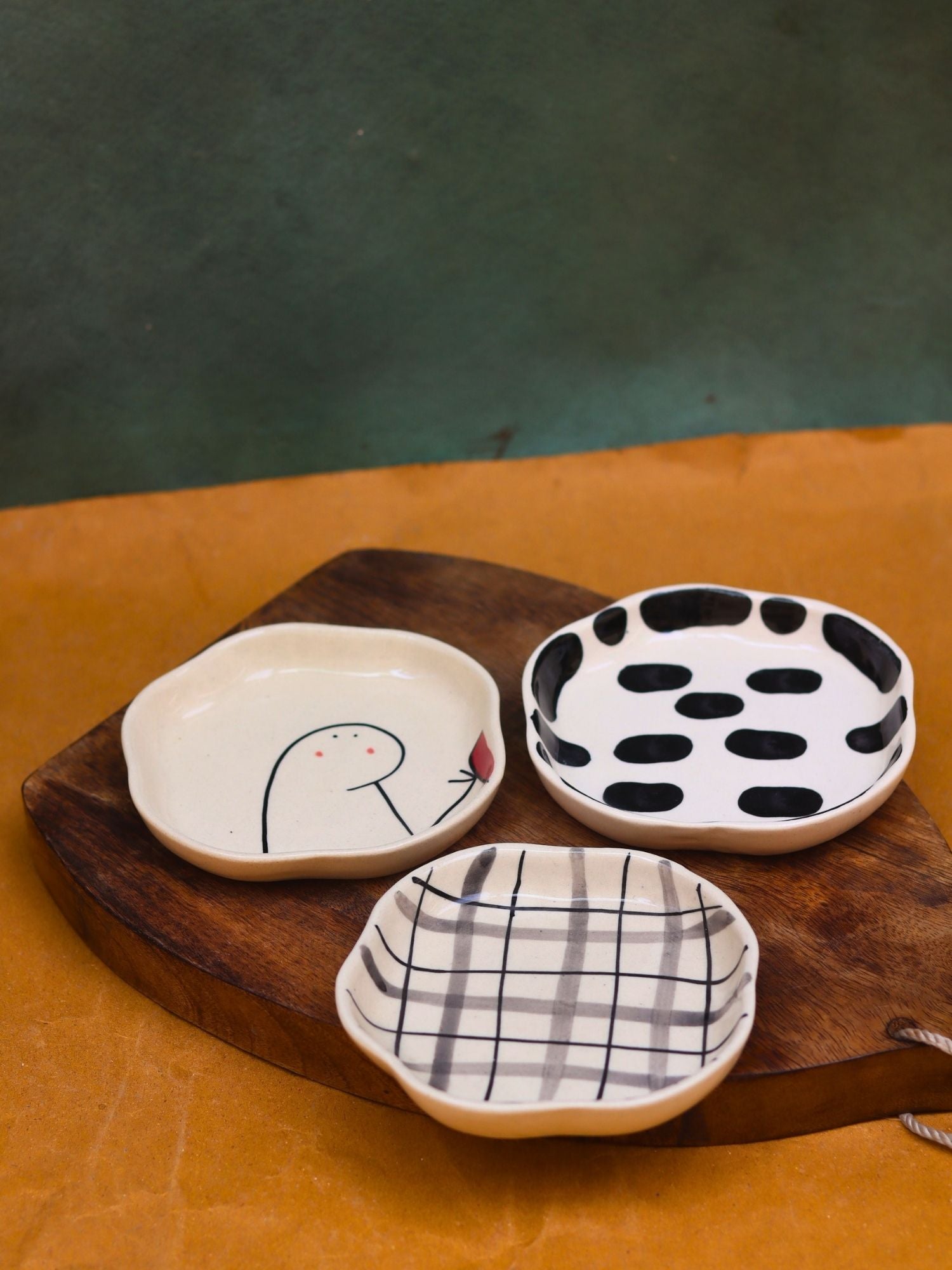 Checks, Zebra & Crosses Handmade Dessert Plate made by ceramic