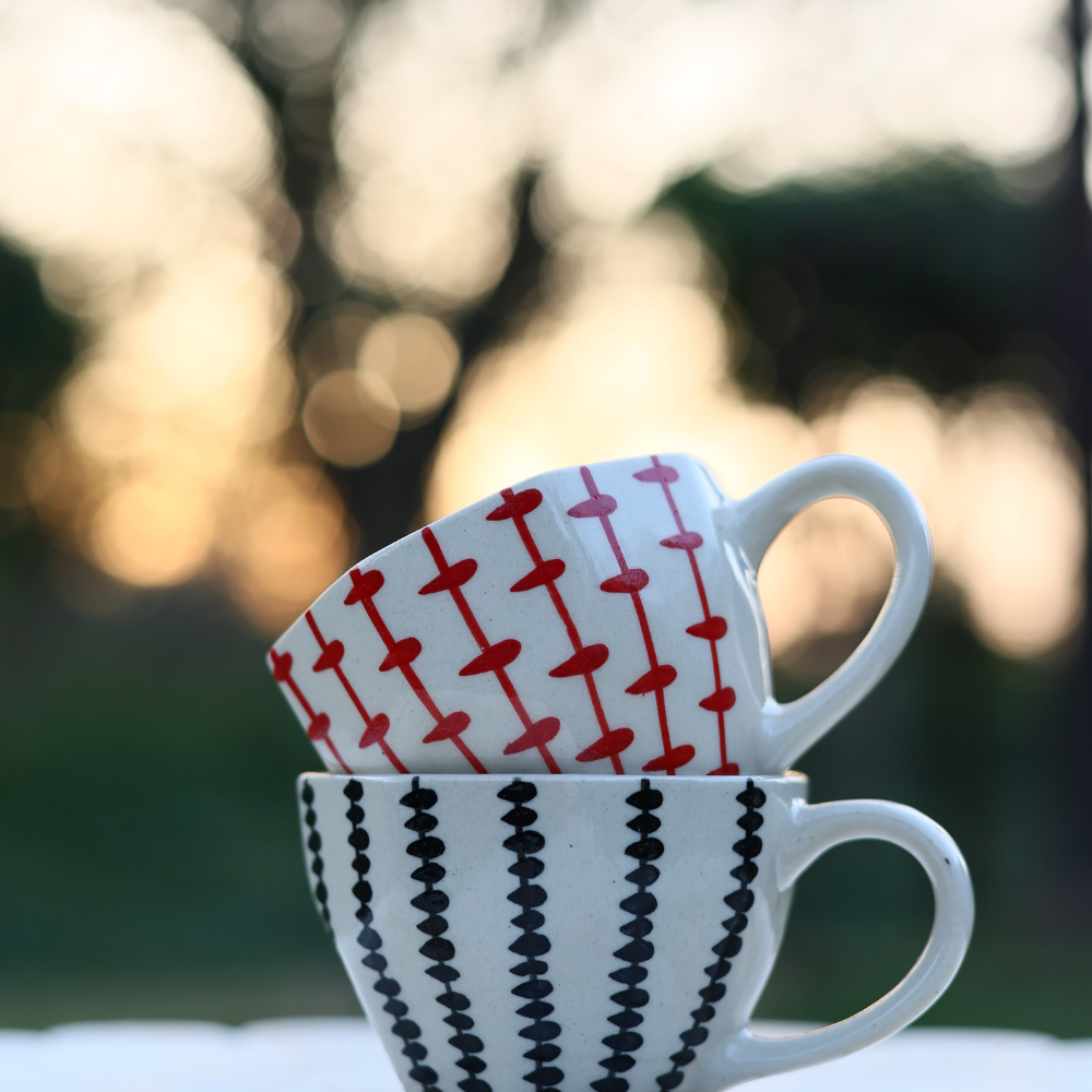 handmade red & black crosses mug 