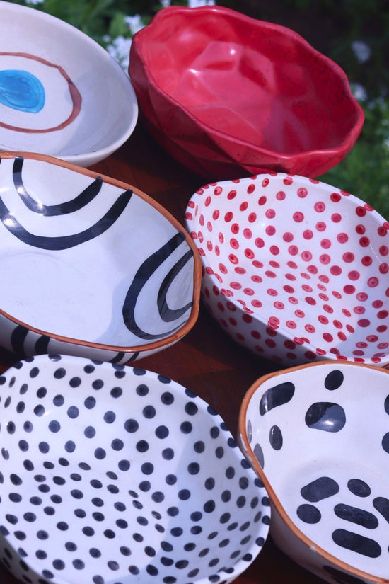 Set of 6 Polka Charm Snack Plate (for the price of 5) handmade in india