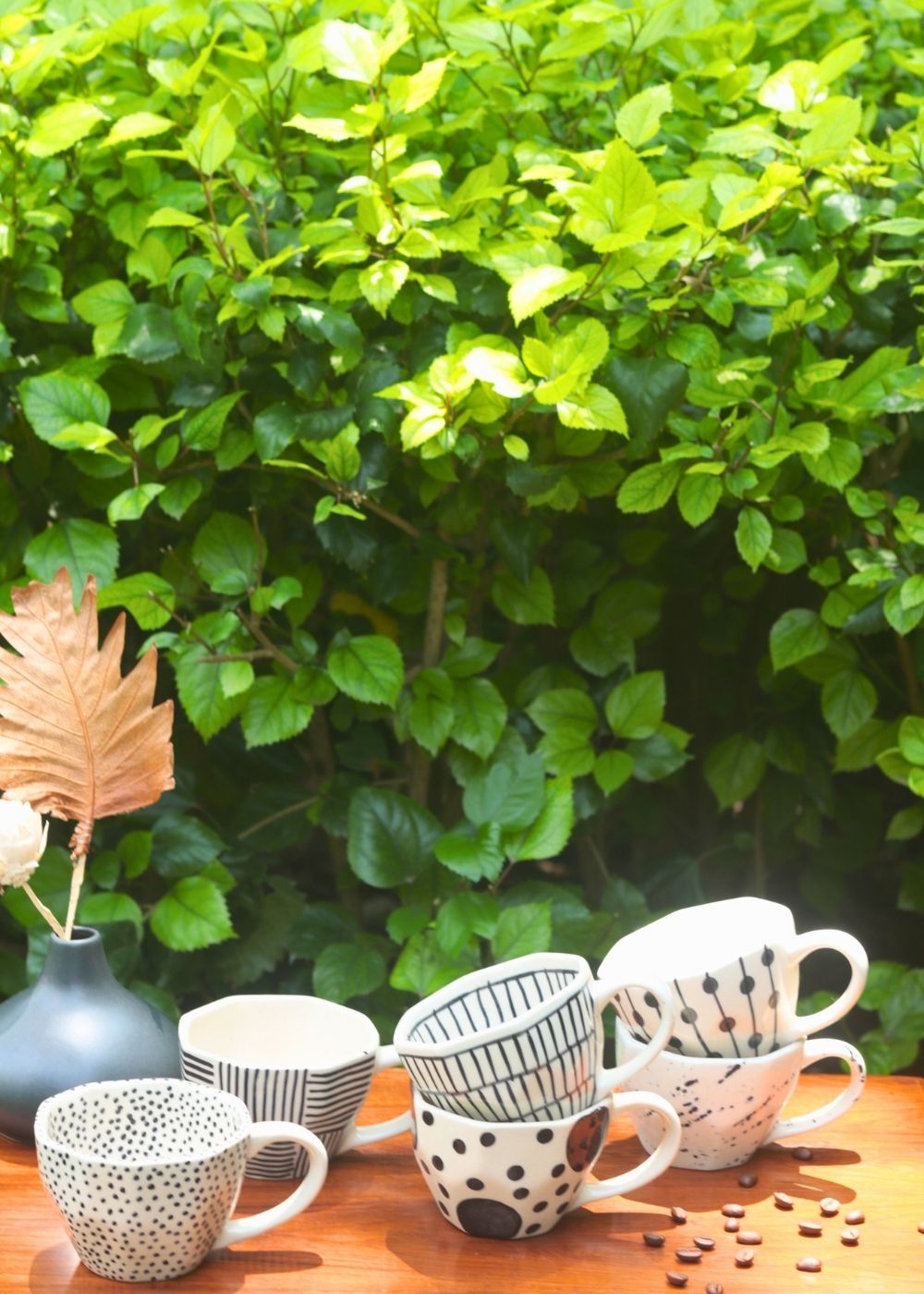 handmade Set of 6 Polka & Line Mugs (for the price of 5)