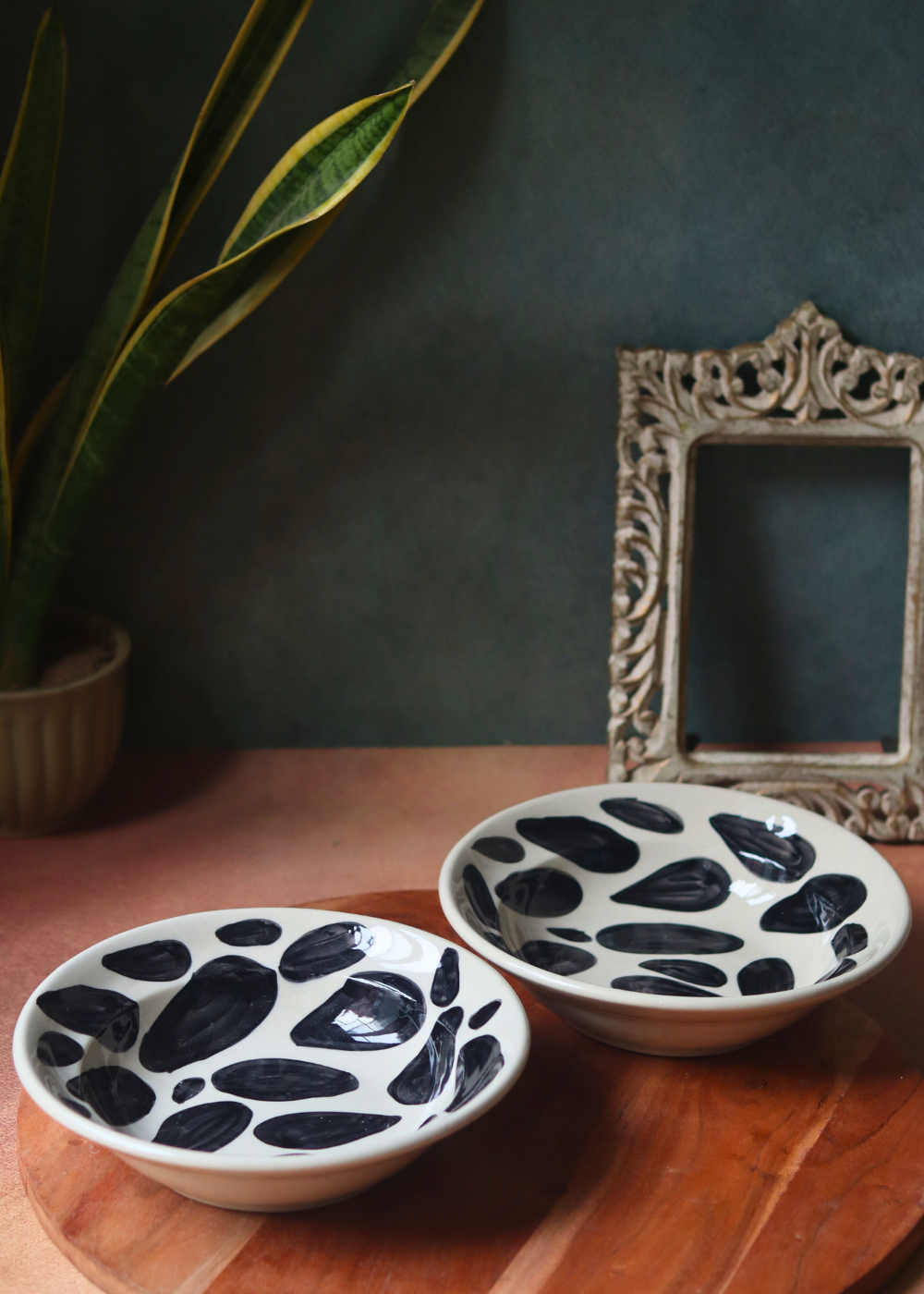 Handmade pebble pasta plates