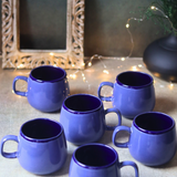 Handmade blue coffee mugs set of 6