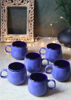 Handmade blue coffee mugs set of 6