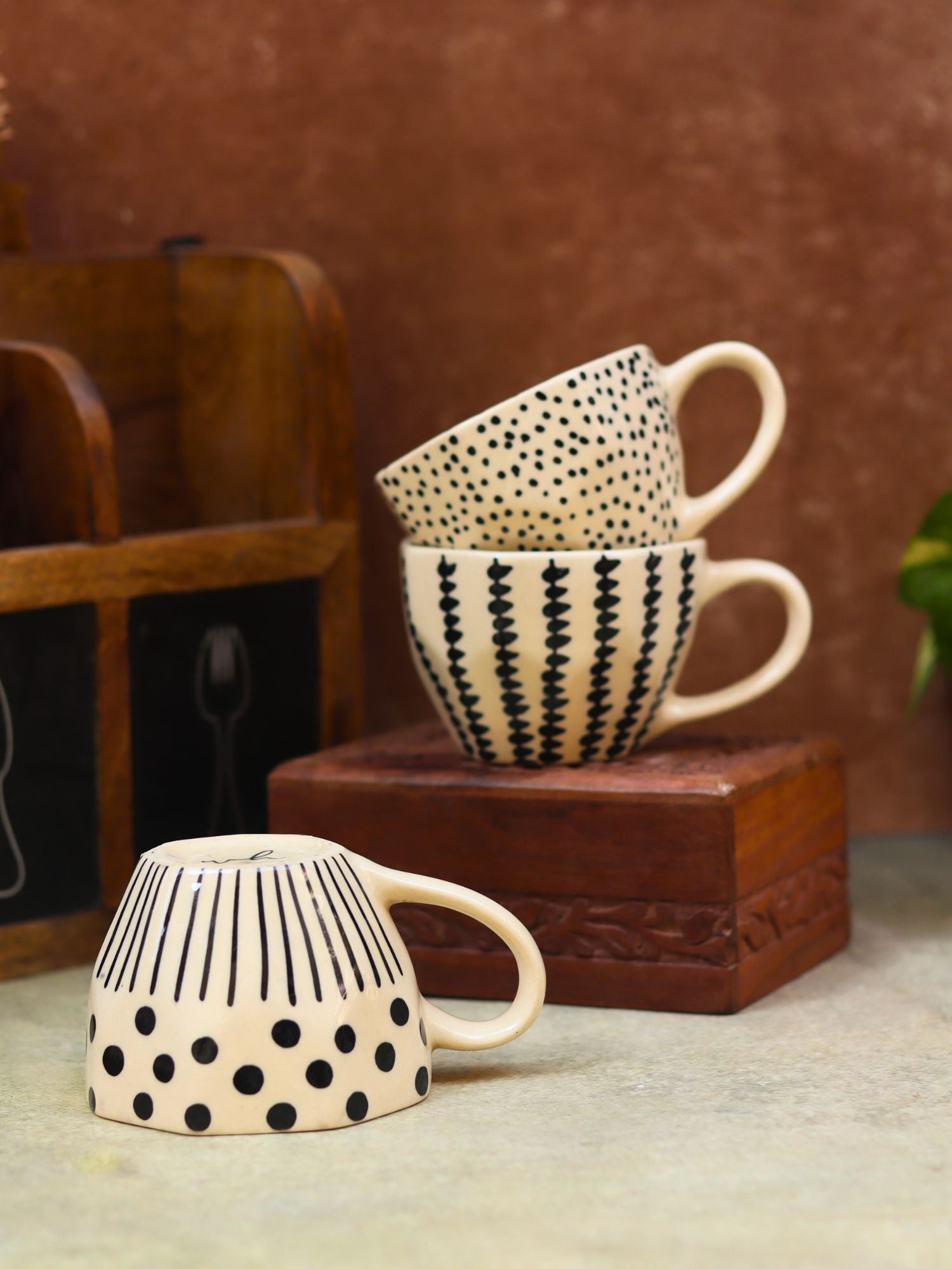 Set of 3 - Black & White Bliss Mugs